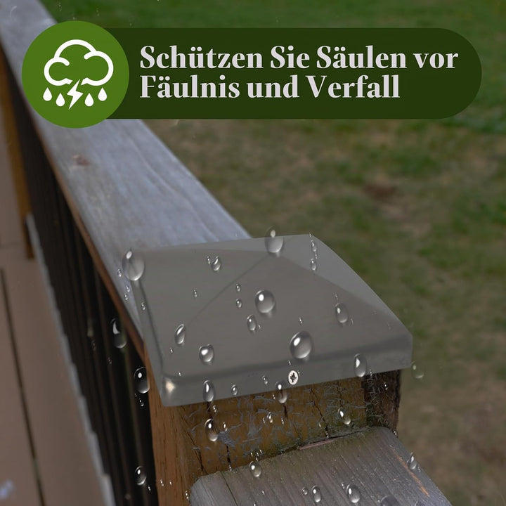 Pfostenkappen, 10 Stück Pfostenabdeckung aus Edelstahl, Eckige Abdeckkappe für Garten Holzpfosten Pf