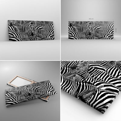 Panorama Bilder auf Leinwand 100x40cm Leinwandbild Tiere Zebra Streifen Gross Wanddeko Bild Schlafzi