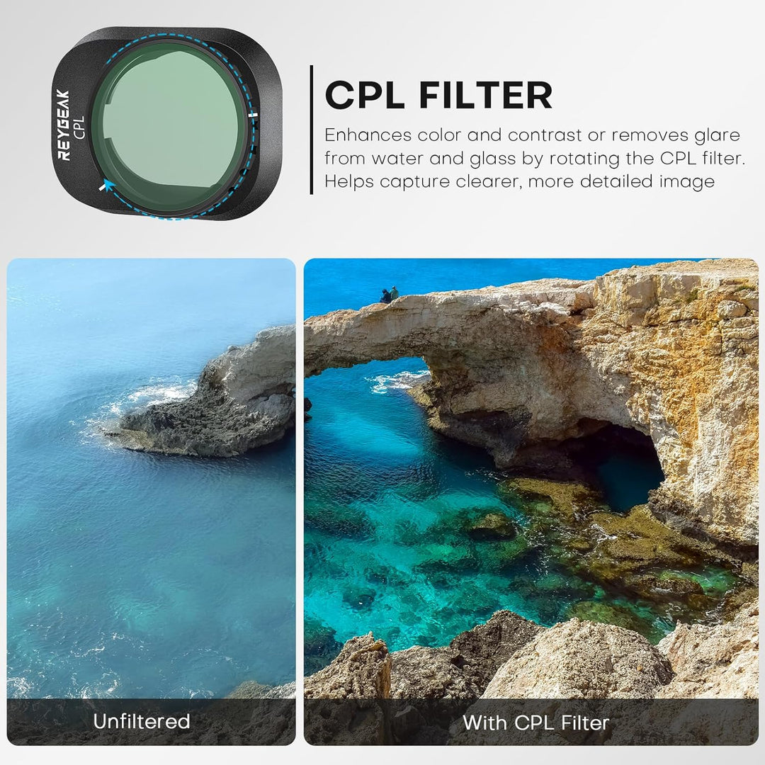 REYGEAK Mini 4 Pro ND Filterset,Polfilter,4 Stück CPL, ND8, ND64, ND256 Filter Kompatibel mit DJI Mi