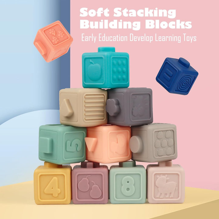 Montessori Spielzeug für Baby 6-12 Monate, 3 in 1 Stapelspiel Bausteine Babyspielzeug Set ab 1 2 3 J