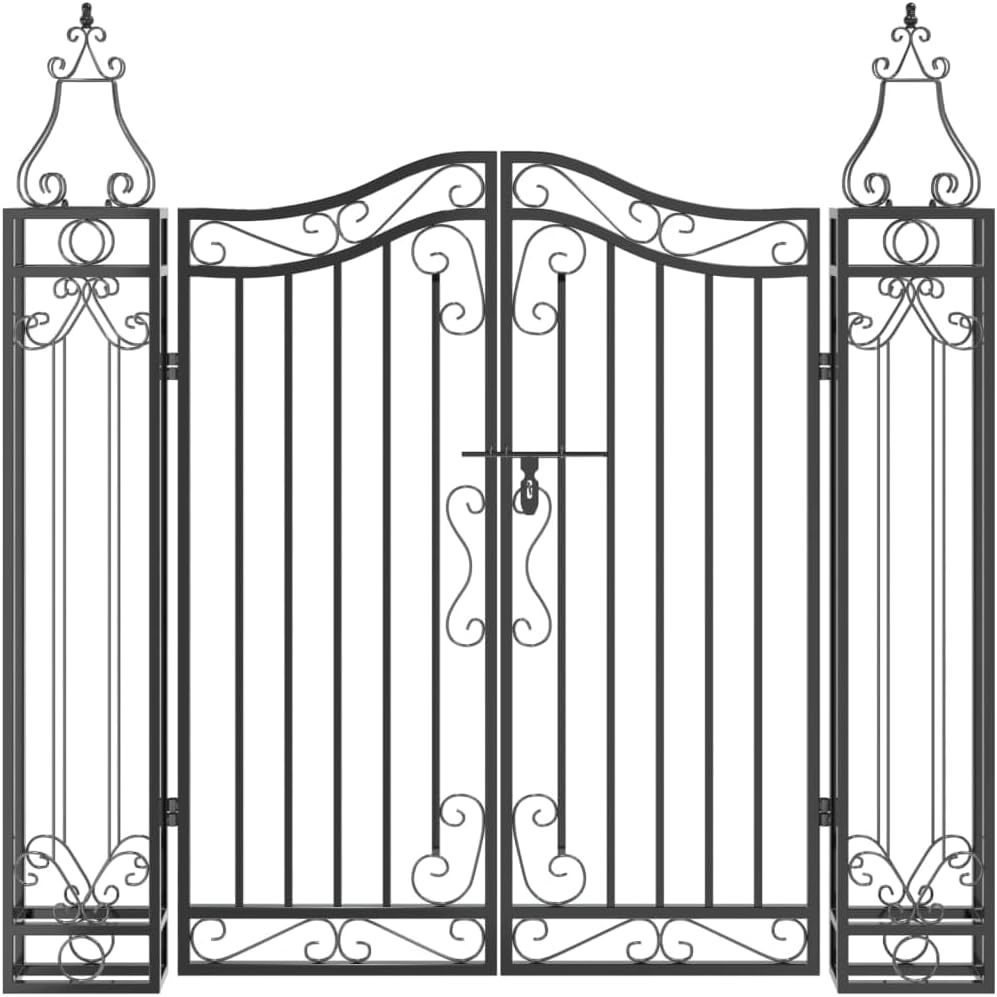 vidaXL Gartentor Schwarz 121x8x100 cm Schmiedeeisen 121 x 8 x 120 cm, 121 x 8 x 120 cm