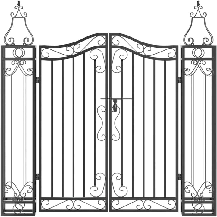 vidaXL Gartentor Schwarz 121x8x100 cm Schmiedeeisen 121 x 8 x 120 cm, 121 x 8 x 120 cm