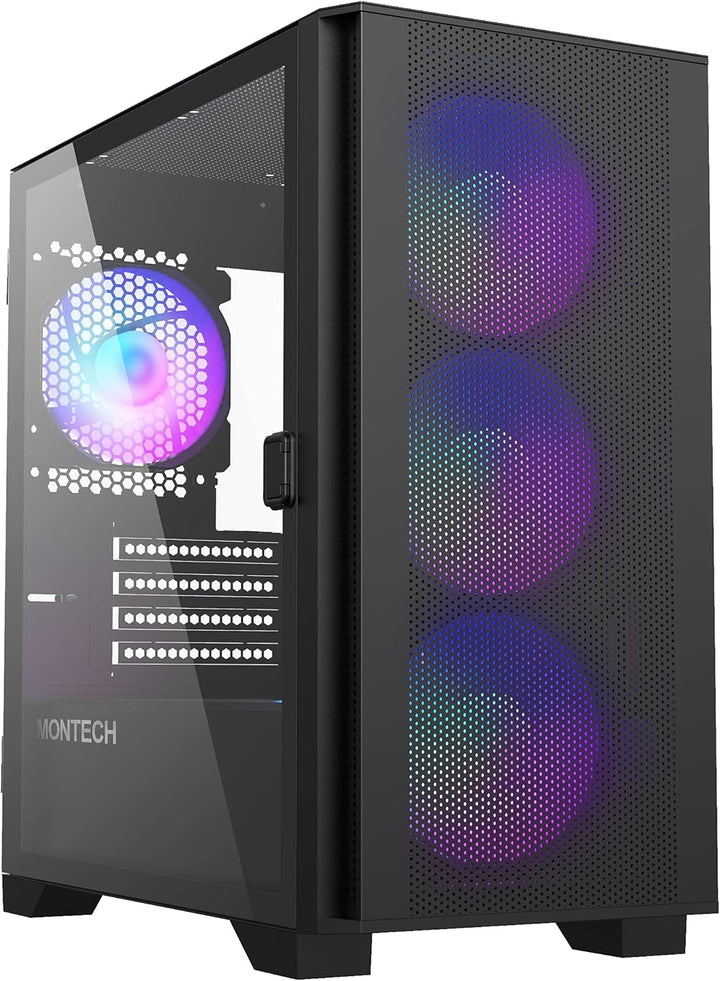 Montech Air 100 ARGB, Micro-ATX, gehärtetes Glas, Schwarz Air 100mATX Schwarz, Air 100mATX Schwarz