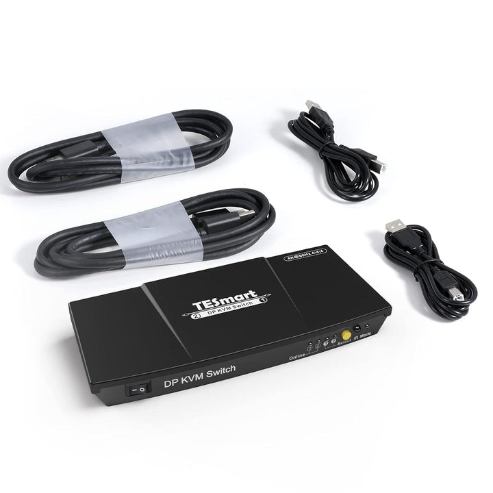 TESmart DisplayPort KVM Switch mit 2 Port 4K@60Hz 4:4:4 Ultra HD | DP KVM Switch mit zusätzlichem US