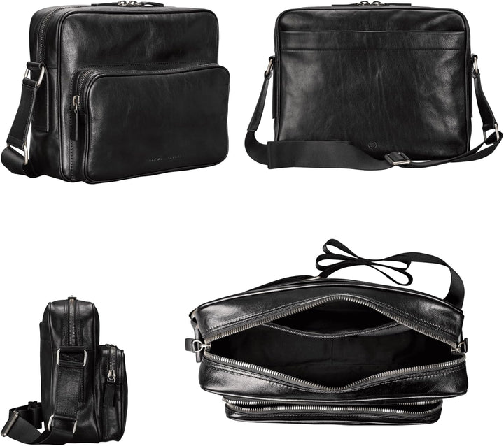 Maxwell Scott - Luxus-Messenger-Schultertasche aus Leder mit robustem Gurt für Herren - Handgefertig