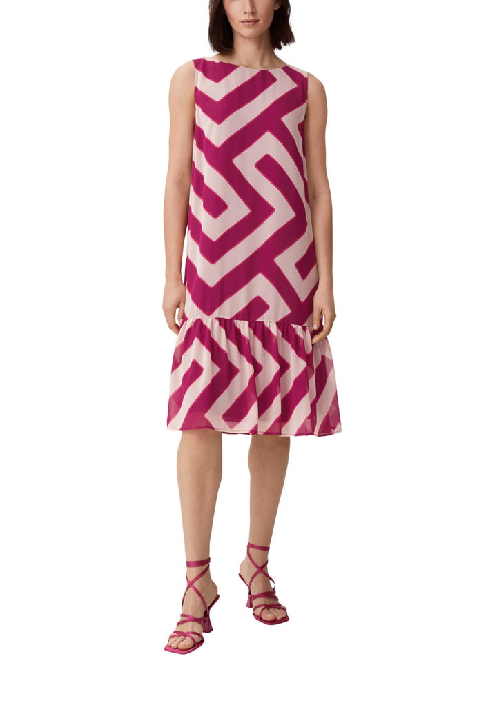 comma Kleid mit Volants, 46a0 Mehrfarbig|pink