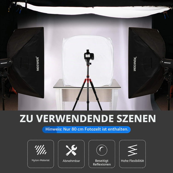 NEEWER 24x24 Zoll/ 60x60cm Fotostudio Aufnahme Zelt Lichtwürfel Diffusions Soft Box Set mit 4 Farben