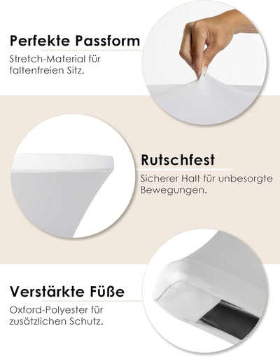 Gräfenstayn 2er-Set Stretch Stehtischhusse Diana mit Öko-Tex Siegel, Verstärkung im Fussbereich, in