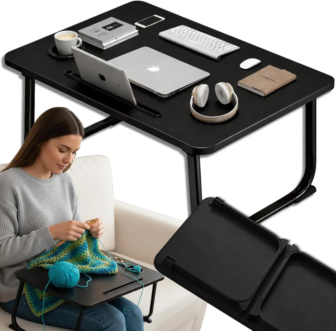 Laptoptisch Klappbar – Laptopständer mit Tablet-Halter, Frühstückstablett aus Holz, Tisch für Sofa u
