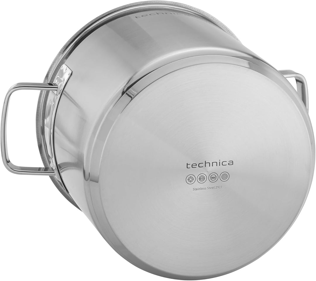 TECHNICA Topf Induktion 9 l – Kochtopf aus Edelstahl ⌀240 mm mit Deckel – Dreischichtboden – Suppent