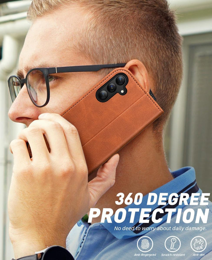 OCASE Handyhülle Kompatibel für Samsung Galaxy S24 FE Hülle Premium Leder Flip Klappbare Klapphülle