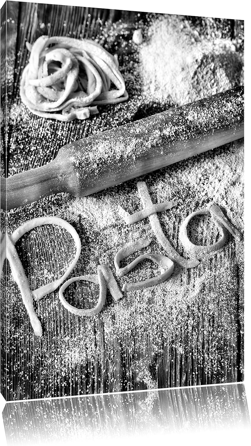 Pixxprint Frische Nudeln Pasta Italia als Leinwandbild/Grösse: 100x70 cm/Wandbild/Kunstdruck/fertig