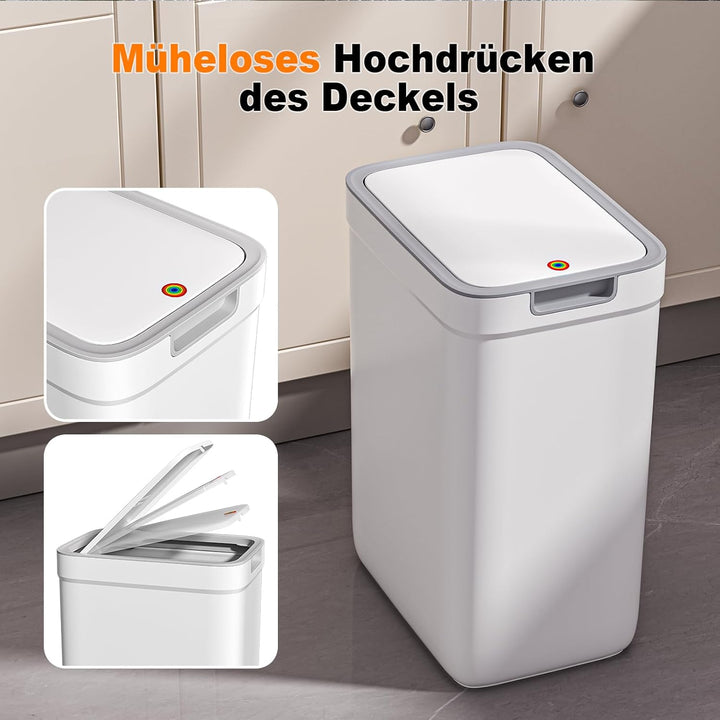 MOPUP Kleiner Badezimmer-Mülleimer mit Deckel, 9 l/2,4 Gallonen, schmaler Mülleimer, Papierkorb aus
