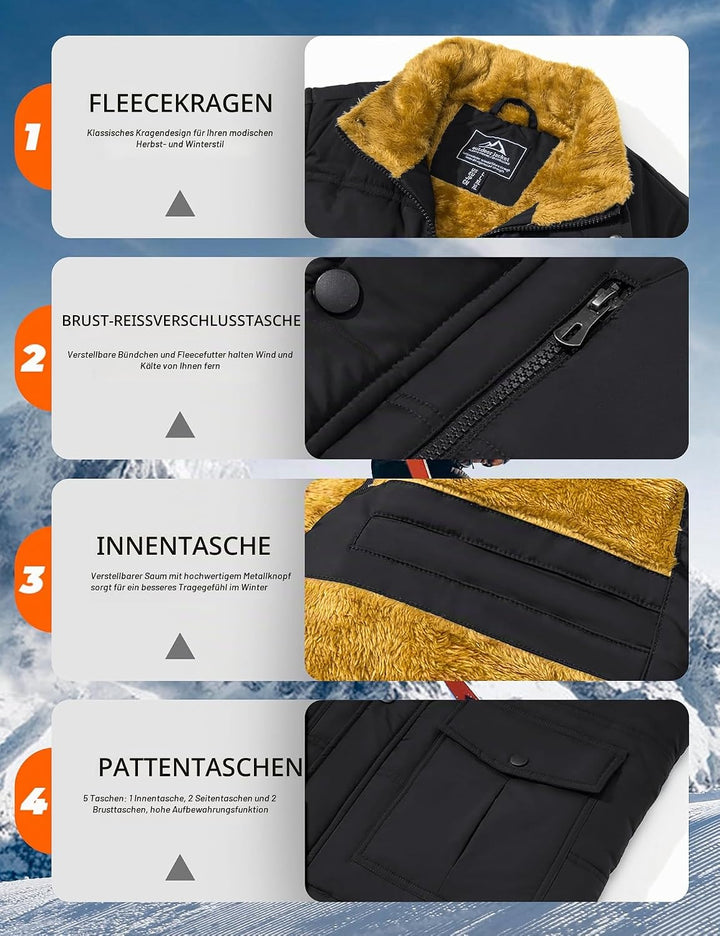 MAGCOMSEN Winterweste Herren Gefüttert Outdoor Weste Warme Fleeceweste Freizeit Ärmellos Jacke Therm