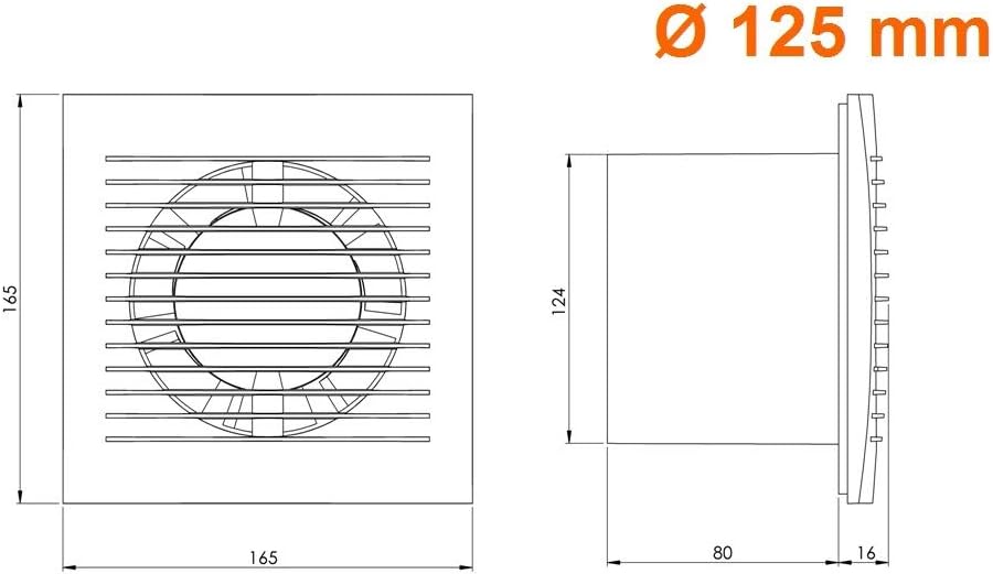 Steinberg14 Abluftventilator 125mm Anthrazit Badlüfter Fan - Ventilator zur Belüftung in Bad und WC