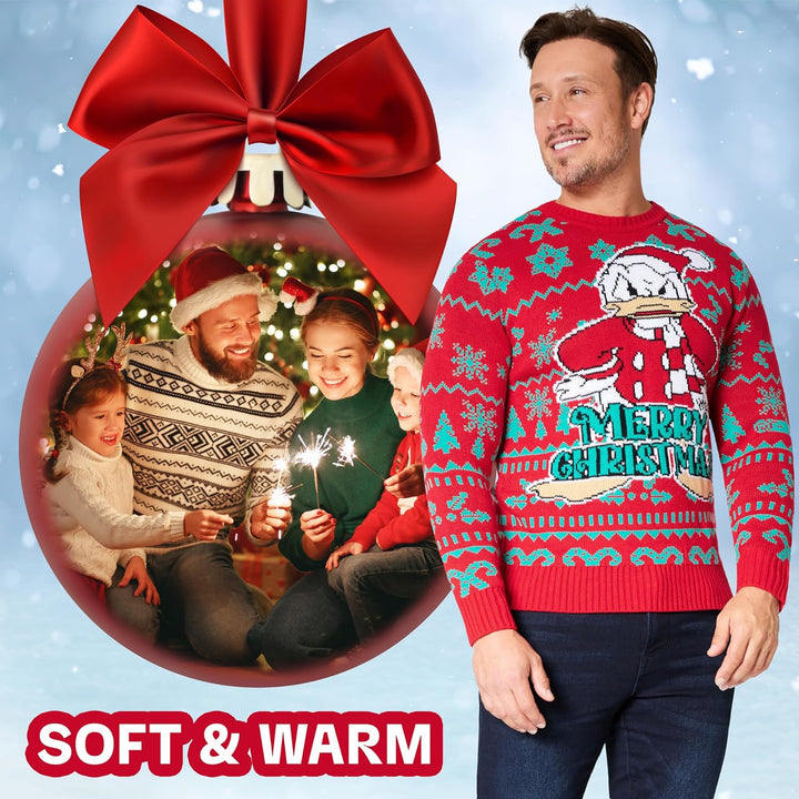Disney Christmas Sweater Herren S-XXL, Weihnachtspullover Herren Lustig mit Rundhalsausschnitt - Ges