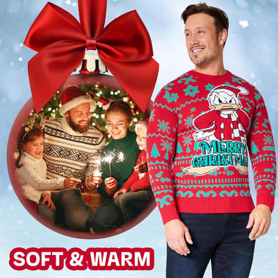 Disney Christmas Sweater Herren S-XXL, Weihnachtspullover Herren Lustig mit Rundhalsausschnitt - Ges