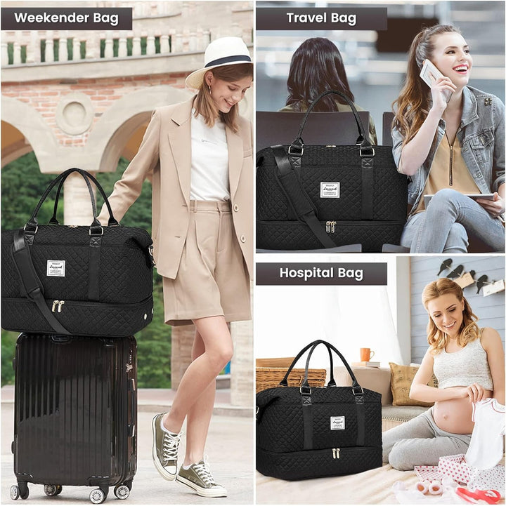 LOVEVOOK Reisetasche Damen Sporttasche Gross mit Schuhfach & Nassfach Weekender Travel Duffle Bag mi