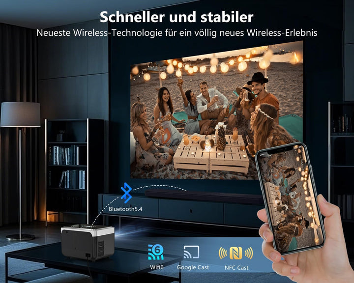 LED Beamer 4K Tragbarer Heimkino, 2026 CWEUG Smart Beamer mit YouTube, Android OS, DB Audio, NFC, Au