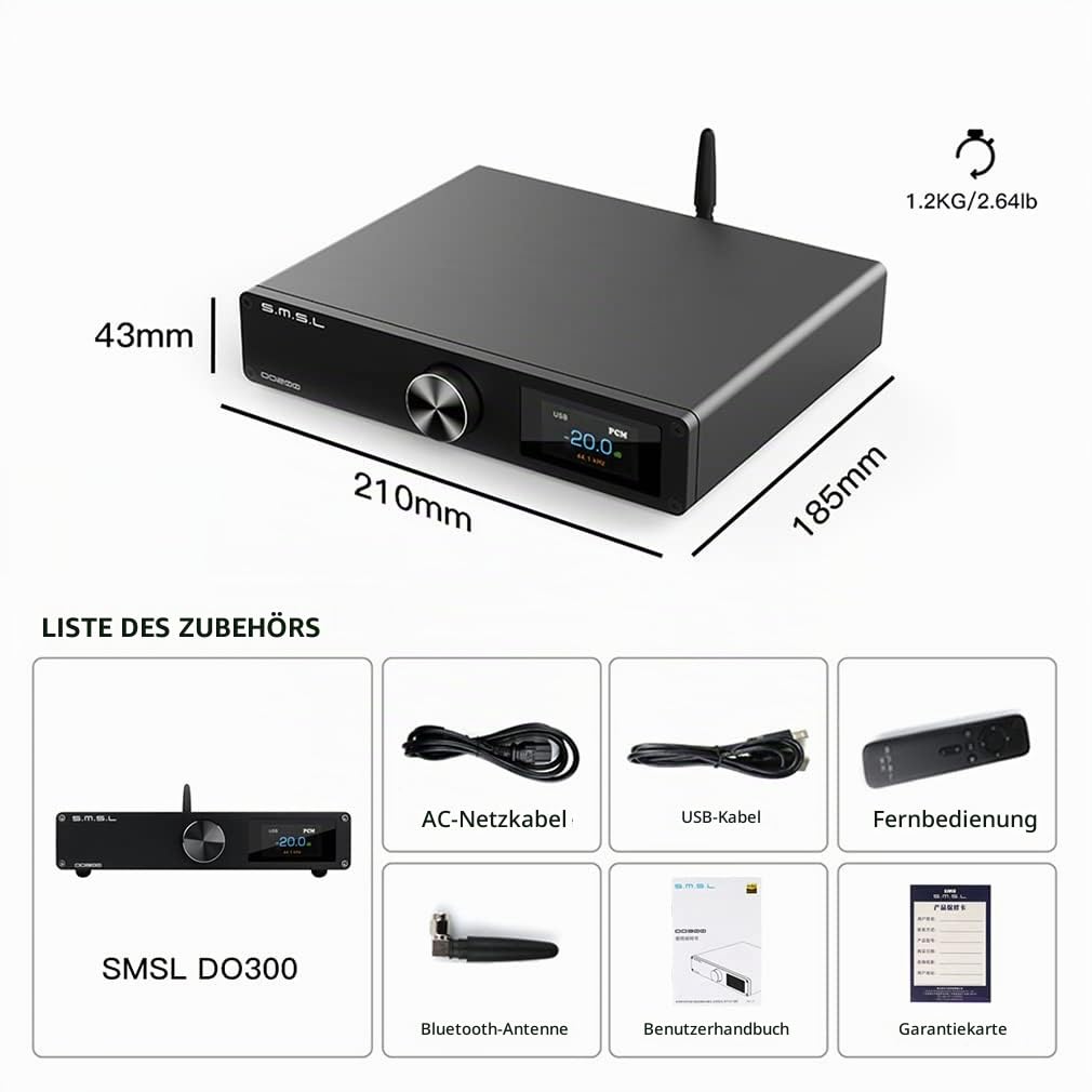 SMSL DO300 MQA-CD DAC ES9039MSPRO XMOS XU316 32bit/768kHz DSD512 Digital zu Analog Wandler USB/OPT/C