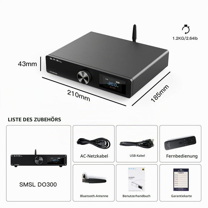 SMSL DO300 MQA-CD DAC ES9039MSPRO XMOS XU316 32bit/768kHz DSD512 Digital zu Analog Wandler USB/OPT/C