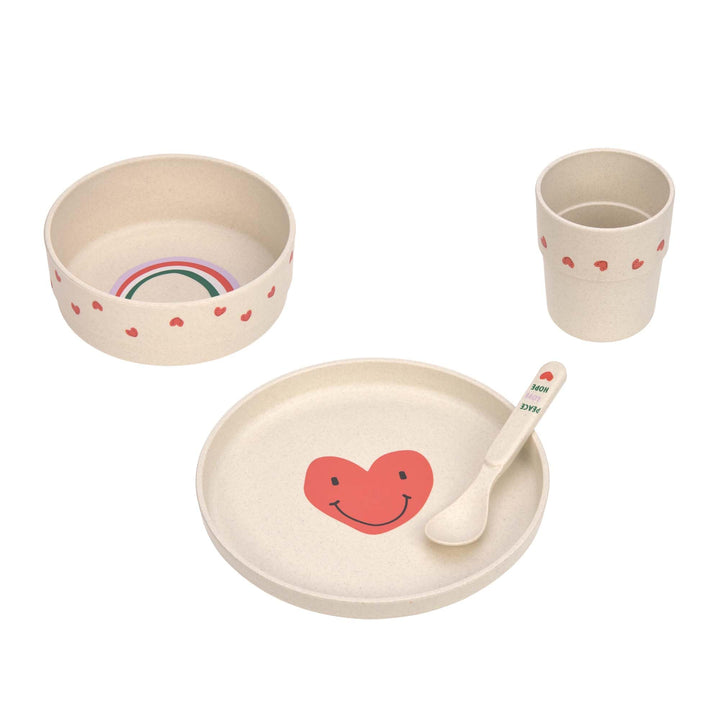 LÄSSIG Kindergeschirr Set (Teller, Becher, Schälchen, Löffel) ohne , BPA-frei, für Spülmaschine und