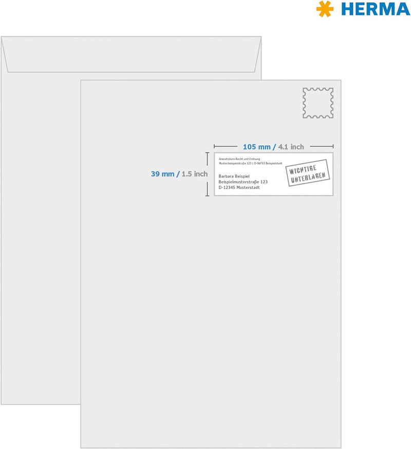 HERMA 4654 Universal Etiketten, 100 Blatt, 105 x 39 mm, 14 Stück pro A4 Bogen, 1400 Aufkleber, selbs