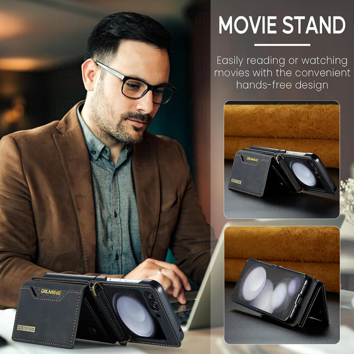 UDBKKDX Brieftasche Handyhülle für Samsung Galaxy Z Flip 5, hülle Mattes Leder mit Ständer Kameralin