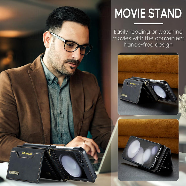 UDBKKDX Brieftasche Handyhülle für Samsung Galaxy Z Flip 5, hülle Mattes Leder mit Ständer Kameralin