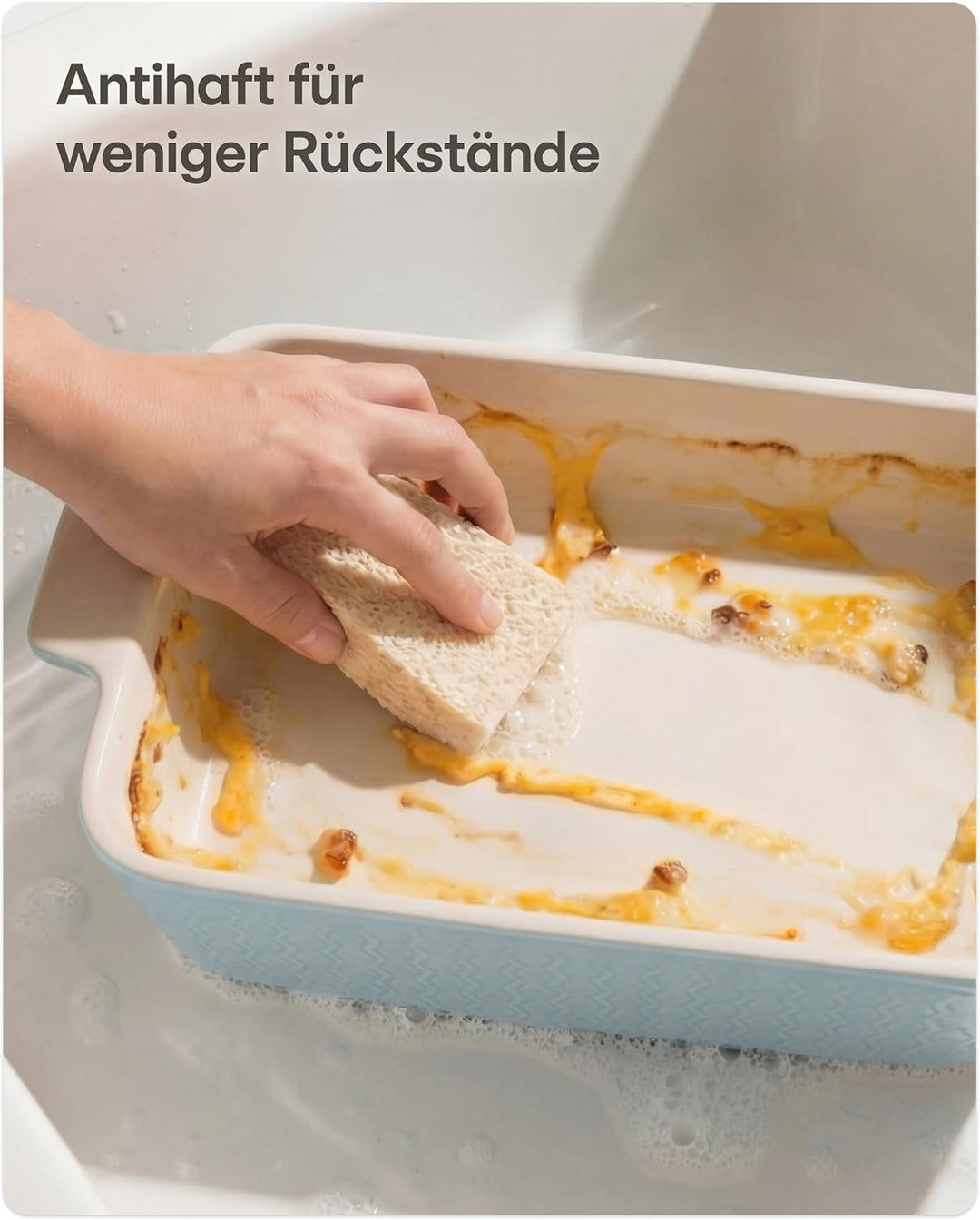 Auflaufform Gross aus Keramik - Für Lasagne, Tiramisu & Auflauf - Extra Hoher Rand - Eckige Backform