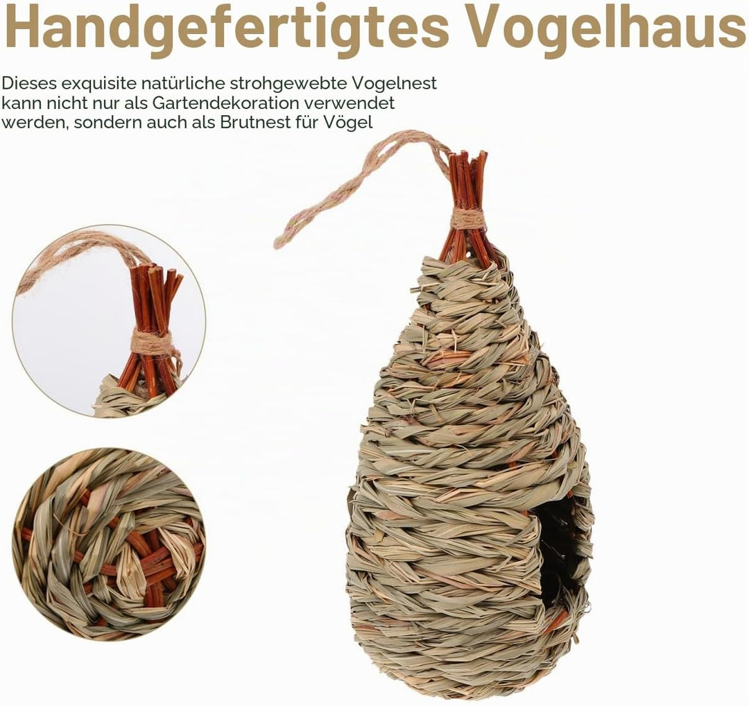 2st Vogelnest Aus Stroh Fenster Vogelnest Vogel Im Freien Meise Strohvogel Papageienspielzeug Vogelh