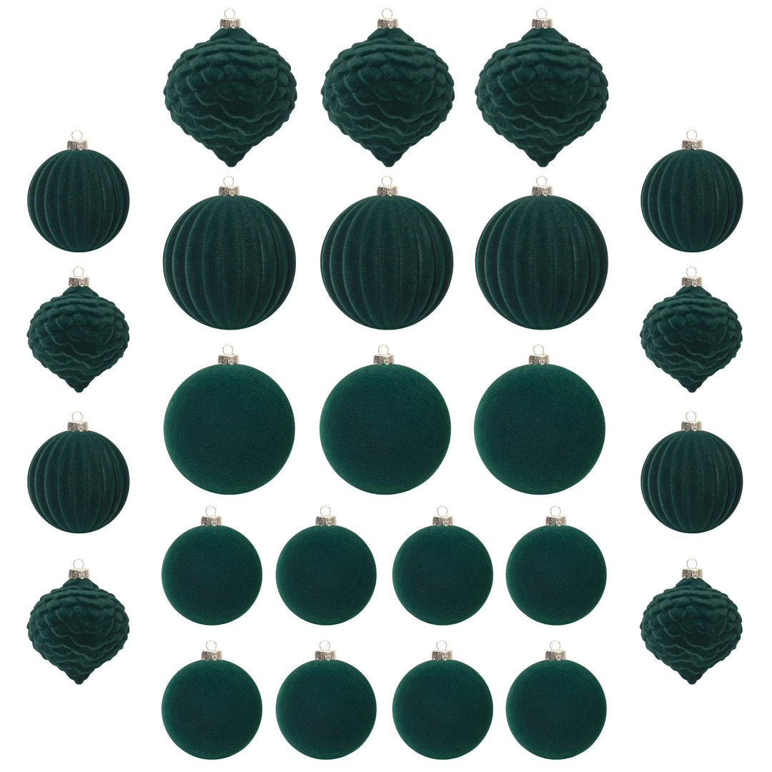 25 stück kunstoff Velvet weihnachtskugeln samt grün 6cm 8cm für Weihnachtsbaum christbaumkugeln grün