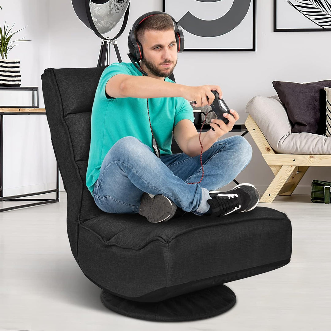 GOPLUS 360° drehbarer Bodenstuhl, klappbarer Bodensessel mit Verstellbarer Rückenlehne, Gamingsessel