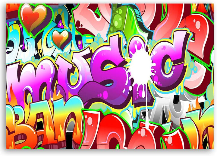 Feeby Bild auf Leinwand Graffiti Kunstdruck modern abstrakt Violett 80x60 cm M14500 80x60 cm, M14500
