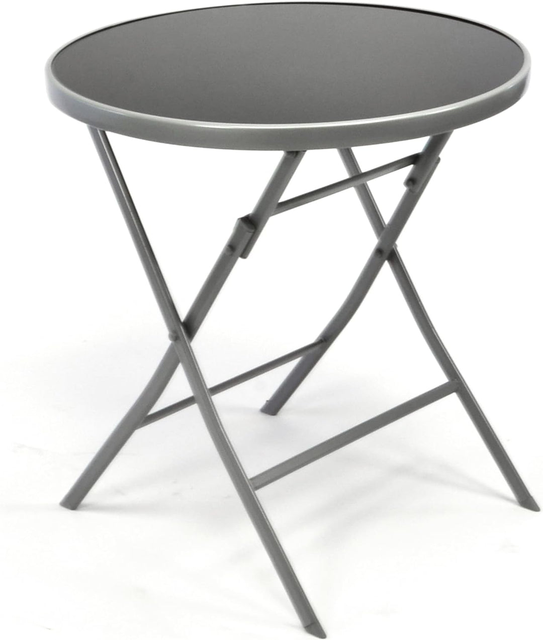 Nexos Trading Bistroset Balkonset – Gartengarnitur Sitzgarnitur aus Glastisch & Stapelstuhl – Stahlg