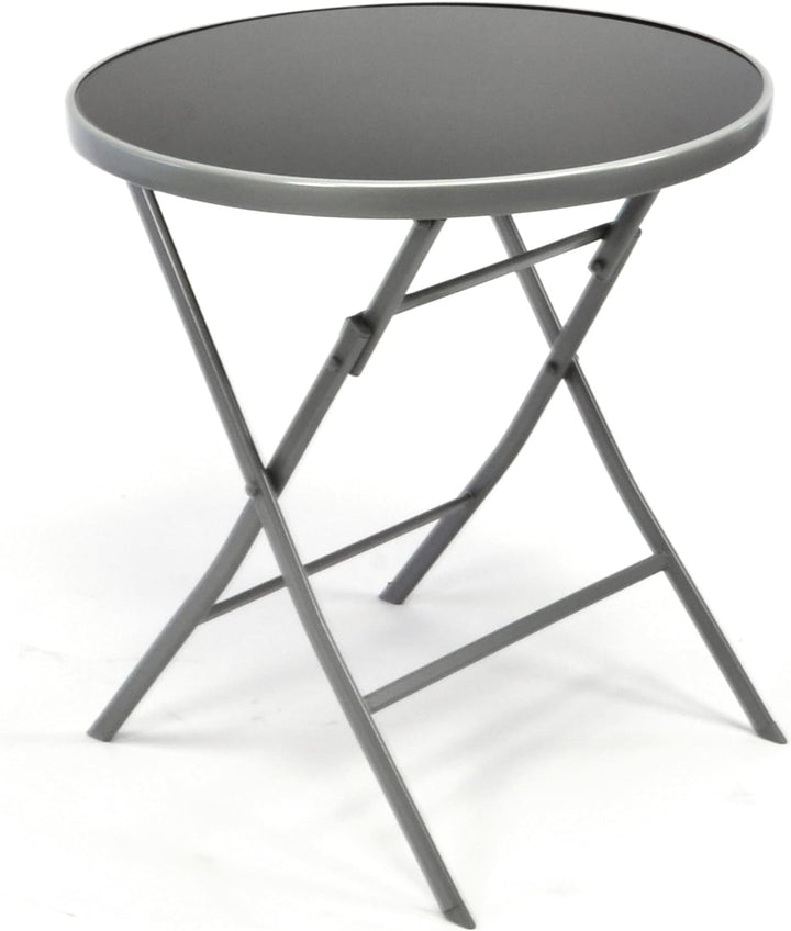 Nexos Trading Bistroset Balkonset – Gartengarnitur Sitzgarnitur aus Glastisch & Stapelstuhl – Stahlg