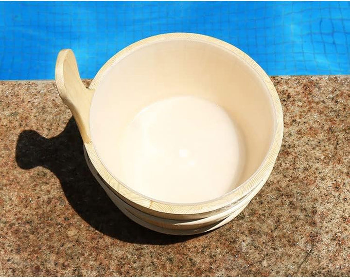 zalati Holzeimer und Schöpflöffel, 4 l Fassungsvermögen, für Sauna, Dampfzubehör