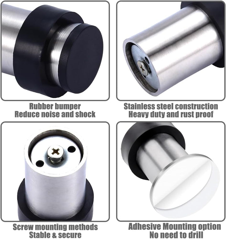 8er Selbstklebender Türstopper, Türstopper zum Schrauben - Montage am Boden oder an der Wand - Edels
