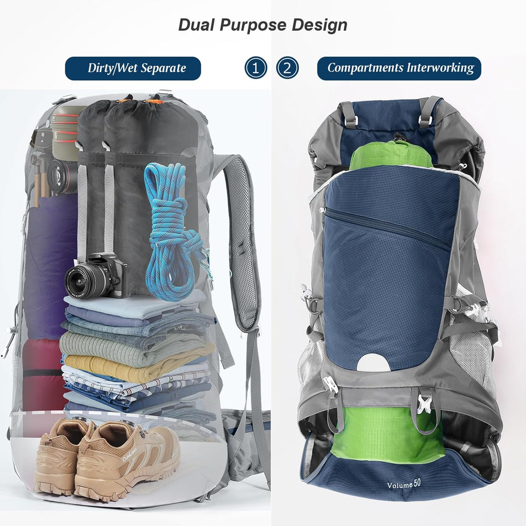 HOMIEE Wanderrucksack 50L, Herren Damen Wasserdichter Trekkingrucksack Reiserucksack Outdoor Wandern