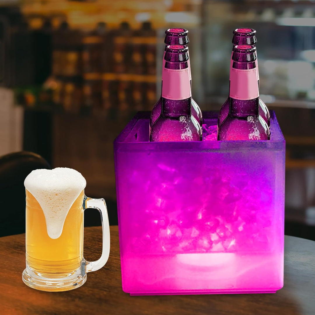 LED Eiskübel 3,5L Ice Bucket mit Farbwechsel - Wein & Sektkühler, Eiswürfeleimer, Getränkebehälter,