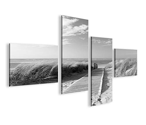 islandburner Bild Bilder auf Leinwand Strand Schwarz/Weiss Nordseestrand Langeoog 4L XXL Poster Lein