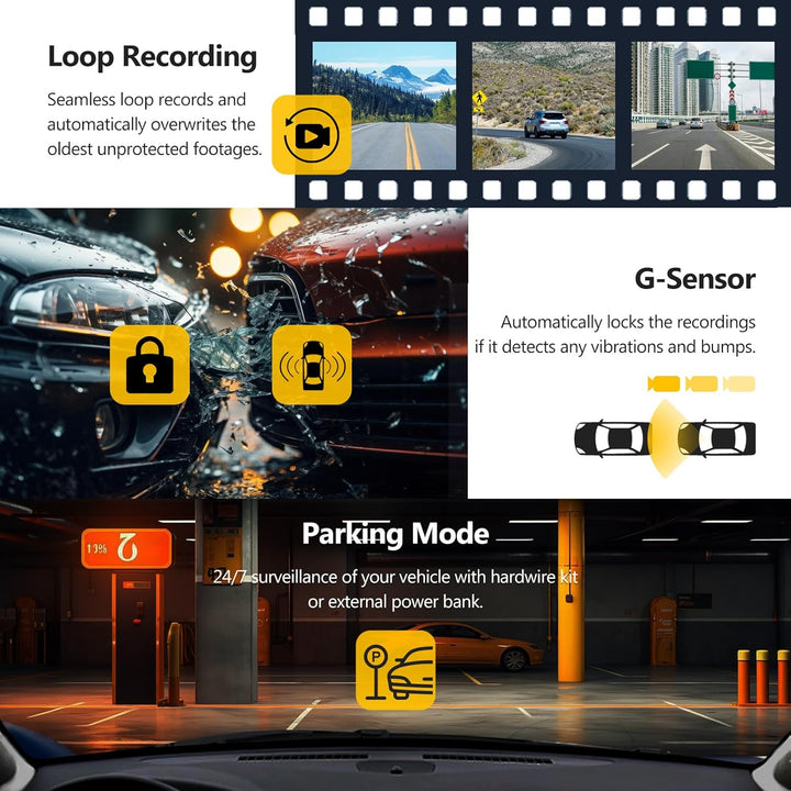Z-Edge Dashcam 3-Kanal 5K/4K/2K/1080P mit GPS Wi-Fi, Vorne Innen Hinten, IPS Touchscreen, WDR, Infra