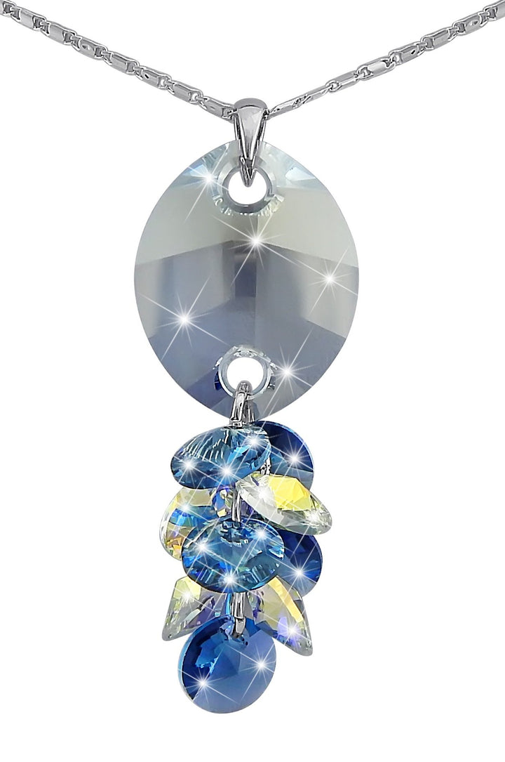 Hanessa Damen-Schmuck Edle Halskette Blaue Tropfen Platiniert Kristall-Stein Blau Geschenk zu Weihna