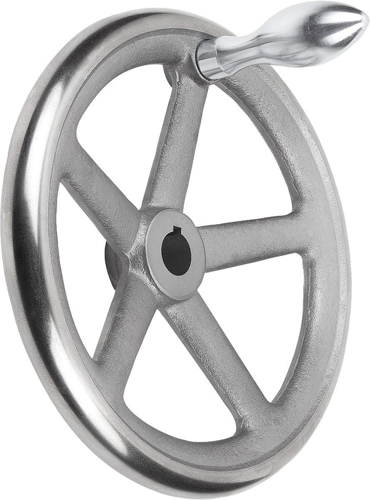 KIPP – Bedienteile | Normelemente K0671.3140X14 Handrad mit Nut Grauguss, Komp:Stahl, D2=14, D1=140,
