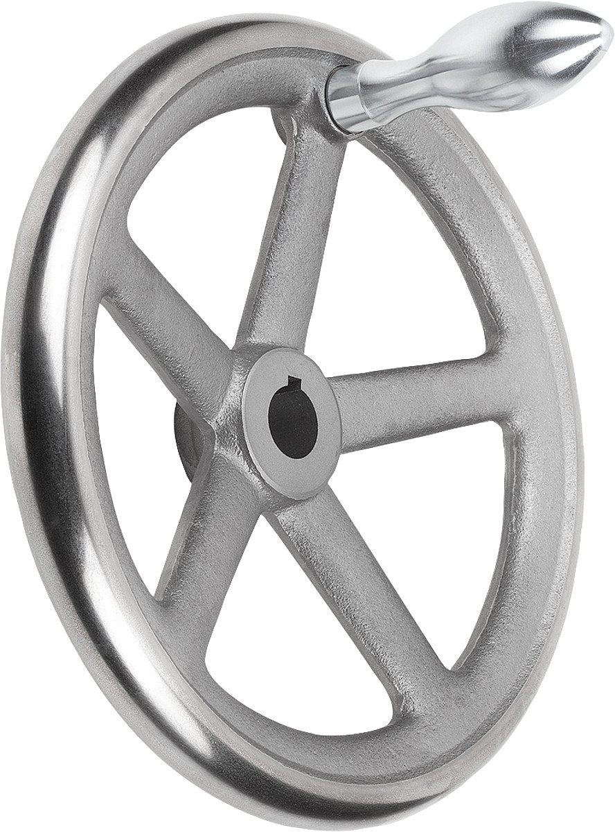 KIPP – Bedienteile | Normelemente K0671.3200X18 Handrad mit Nut Grauguss, Komp:Stahl, 18, 200, D1=20