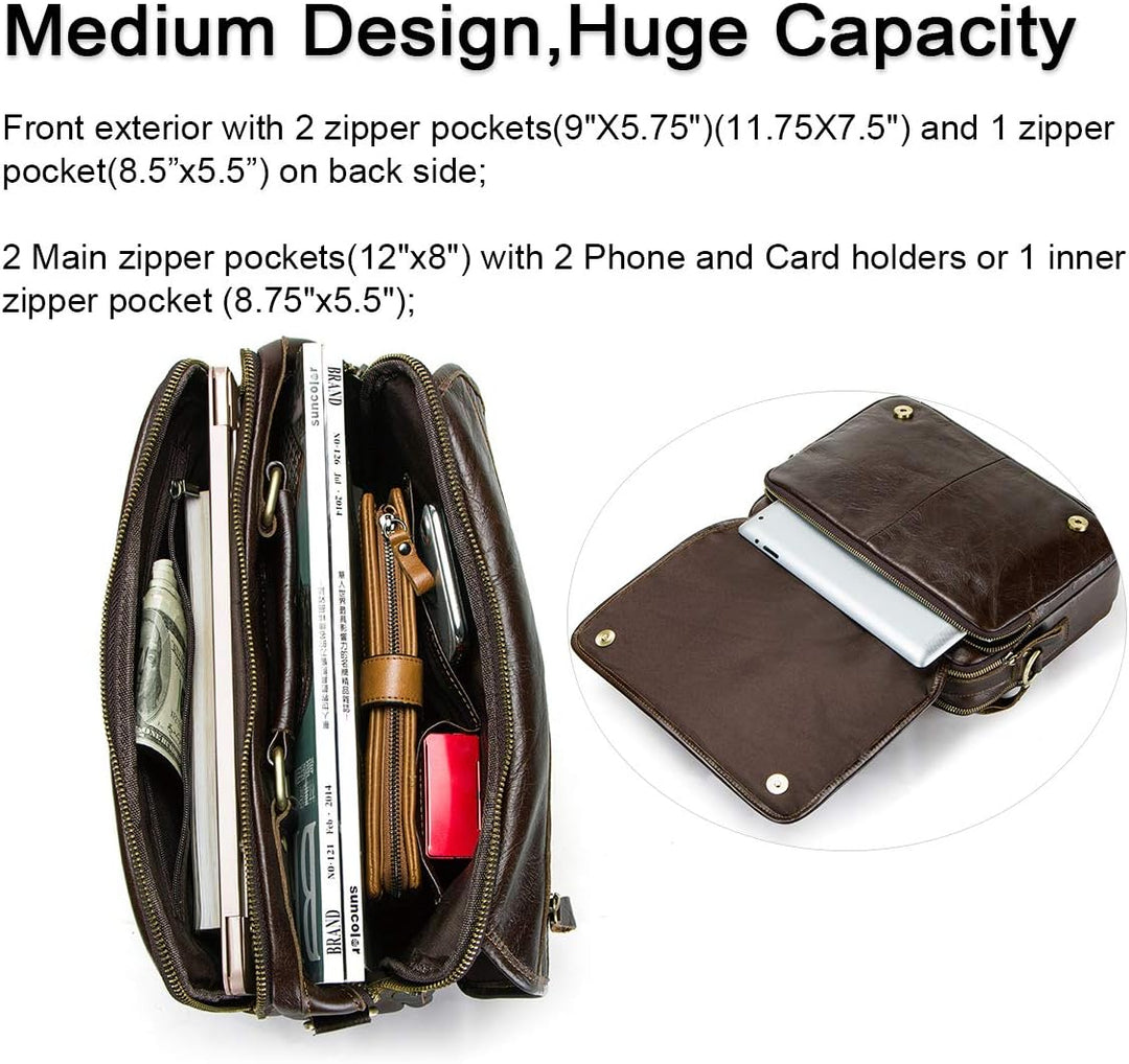 Contacts Herren Umhängetasche aus echtem Leder, für Reisen, 30,5 cm (12 Zoll) Laptop, Kaffeebraun