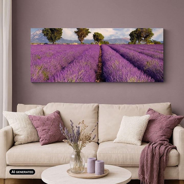 Wandbilder Dekoration Wohnzimmer Landschaft Wiese Pflanzen Panorama Bilder auf Leinwand 120x50cm Lei