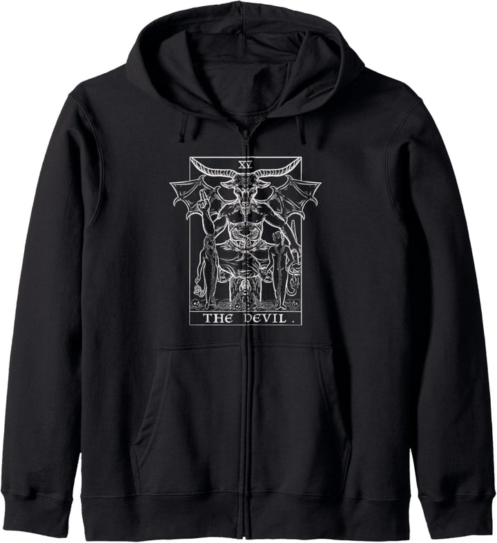 Der Teufel Tarotkarte Baphomet Gothic Halloween Satanische Hexe Kapuzenjacke