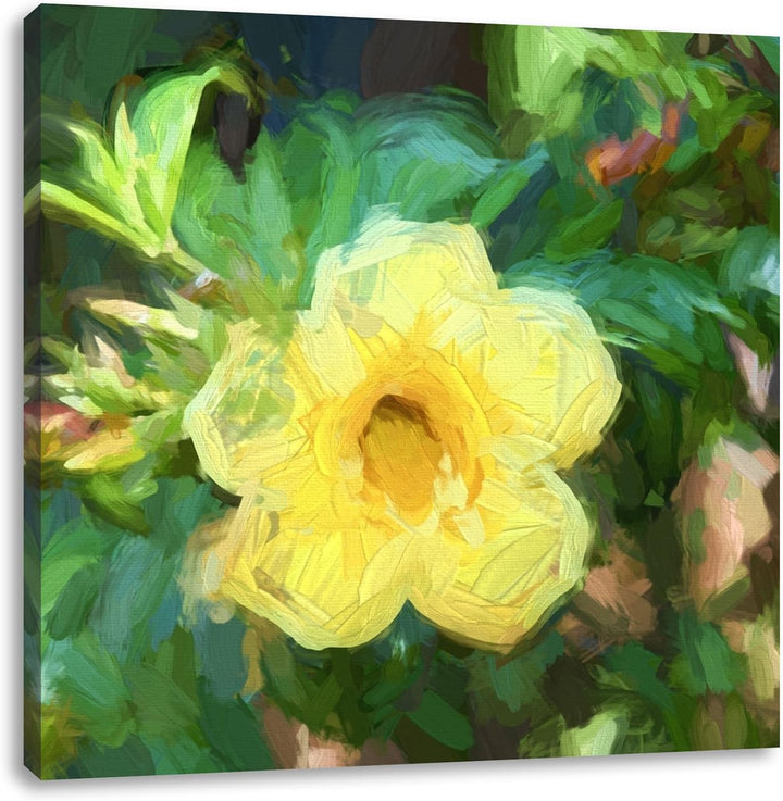 Pixxprint köstlicher fruchtiger Ananasshake neben Ananasstrunk als Leinwandbild Quadratisch/Grösse: