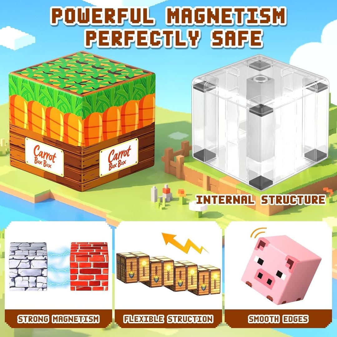 Pourbibi Magnetische Bausteine, Magnetbausteine Magnetspielzeug,Magnetische Bauwelt Spielzeug Magnet